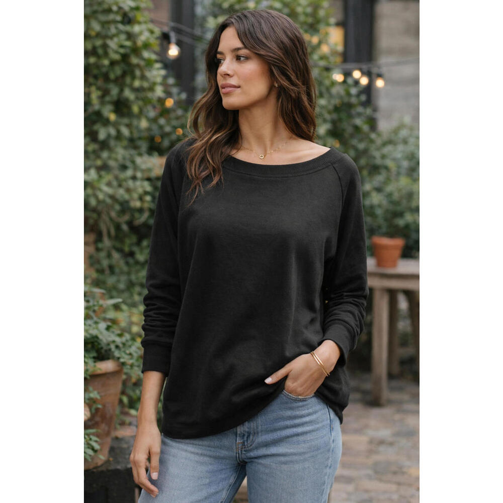 Alternative Apparel Women’s XL Black Long Sleeve Boat Neck Blouse NWOT - A2